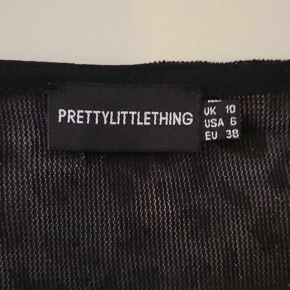 PRETTY LITTLE THING Metallic Leopard Print Surplice Peplum Goth Blouse - Picture 4 of 9